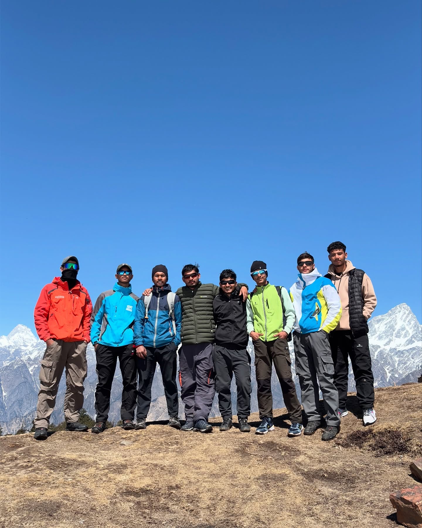 Char Dham Yatri trekking group on a Himalayan ridge